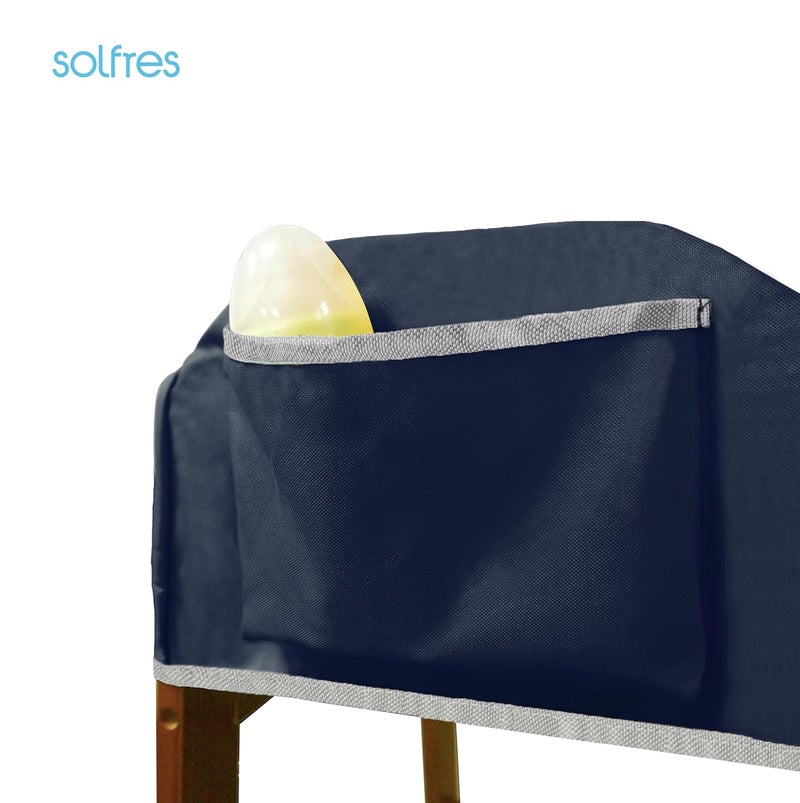 Solfres Dual-Belt Baby High Chair Cover, Upgrade Version, for Wooden or Restaurant High Chair, Sturdy and Robust Material, Waterproof Washable Stain and Slip Resistant, Navy Blue - Image 5